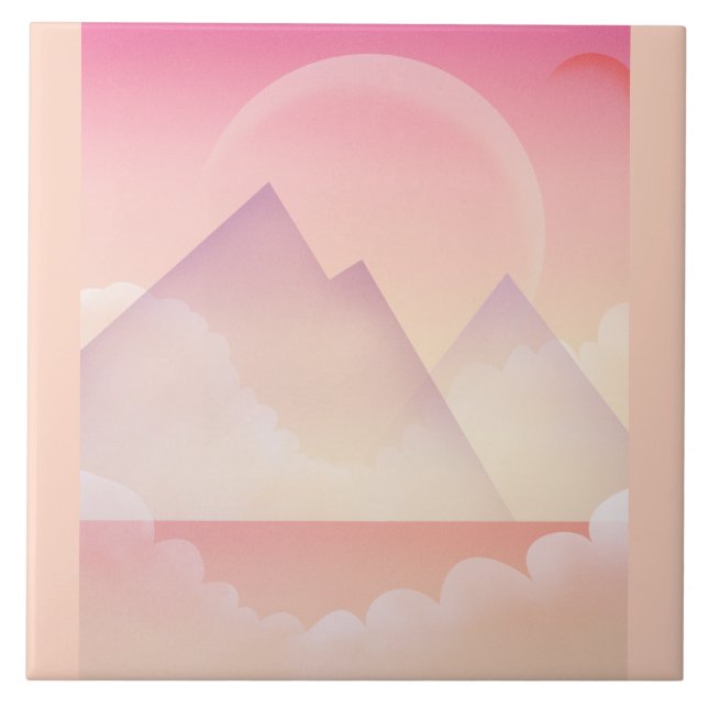 Dreamy Pastel Mountain Landscape Tile (Front)