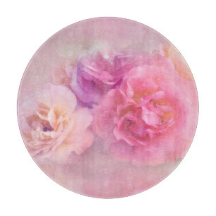 Dreamy Pastel Roses Cutting Board