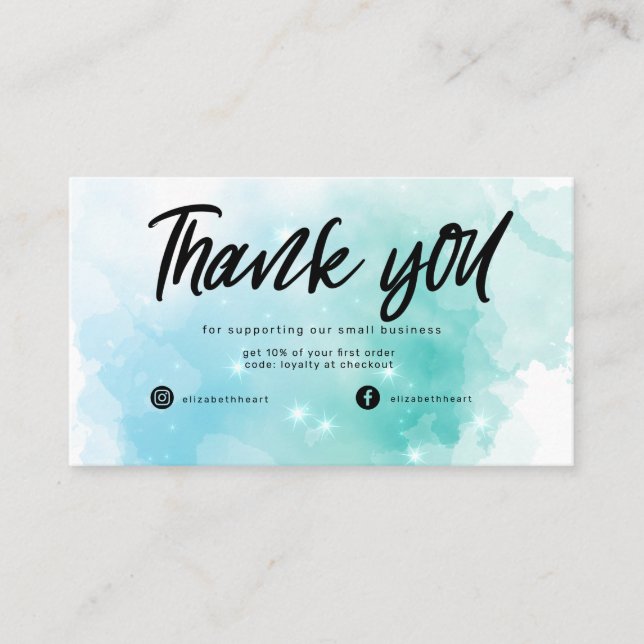 dreamy pastel sky splash business thank you card (Front)