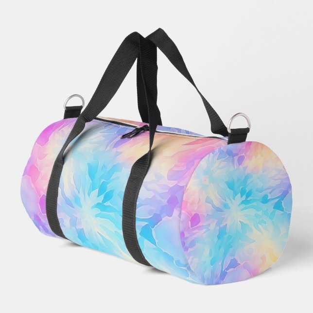 Dreamy Pastel Tie Dye Girls Getaway Duffle Bag (Left Corner)