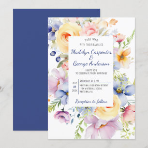 Dreamy Pastel Watercolor Florals Wedding Invitation