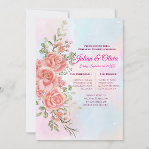 Dreamy Pastel Watercolor Rehearsal Dinner Invitation