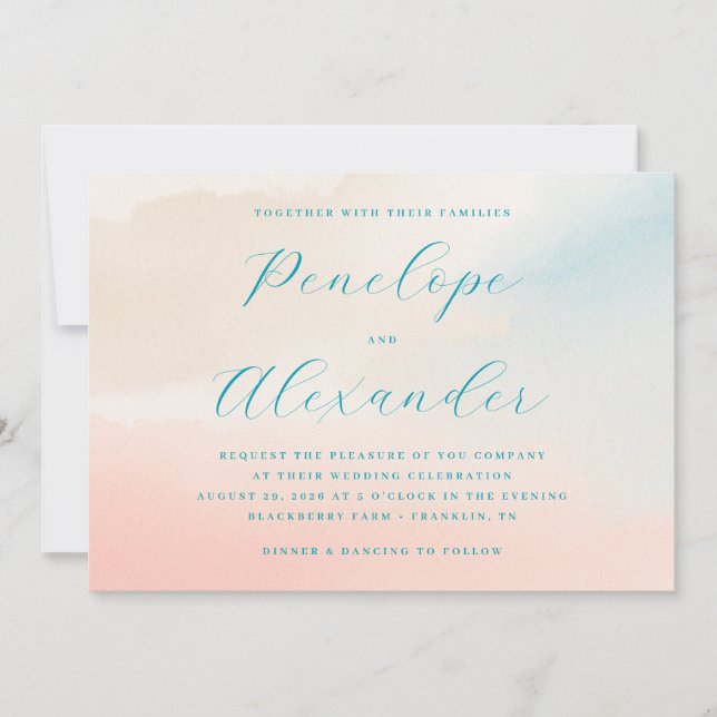 Dreamy Pastel Watercolor Wedding Invitation (Front)