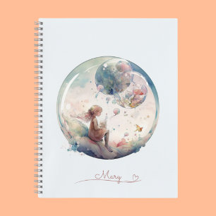 Dreamy Pastel World Spiral Pattern Notebook