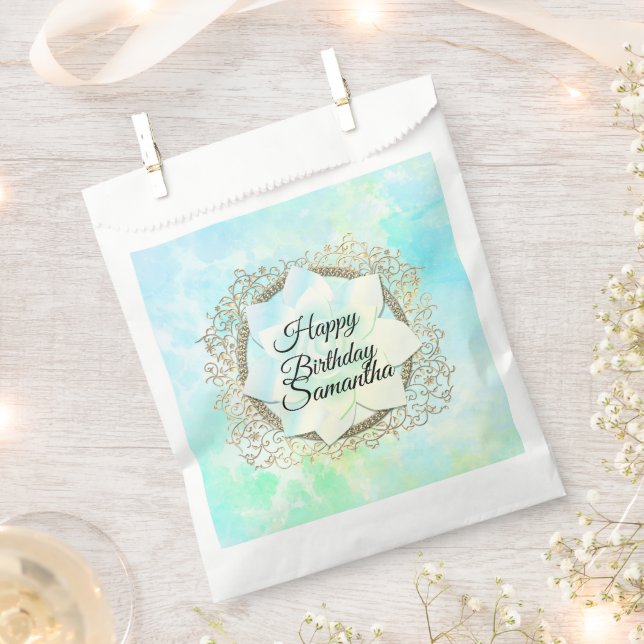 Dreamy Pastels Lotus Flower Custom Birthday Favour Bags (Clipped)