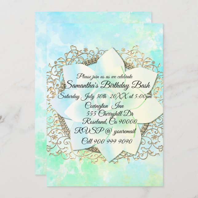 Dreamy Pastels Lotus Flower Invitation (Front/Back)