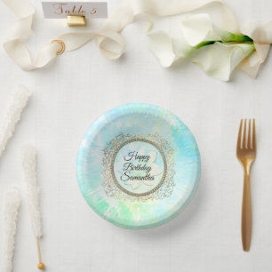 Dreamy Pastels Lotus Flower Personalised Birthday Paper Plate