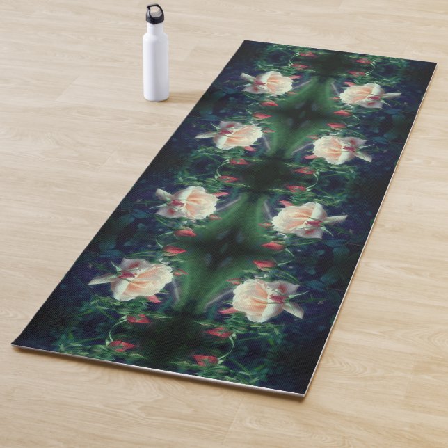 Dreamy Peach Rose And Buds Abstract Yoga Mat (In Situ)
