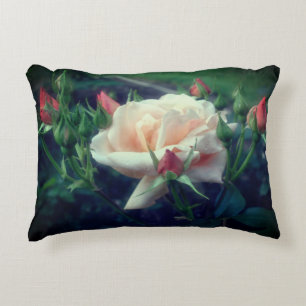 Dreamy Peach Rose And Buds Decorative Cushion