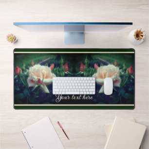 Dreamy Peach Rose And Buds Personalised Desk Mat