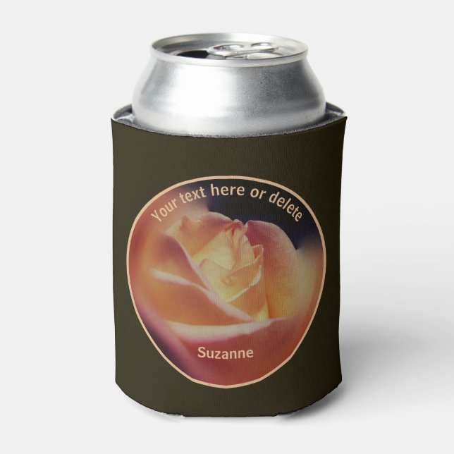 Dreamy Peach Rose Personalised  Can Cooler (Can Front)