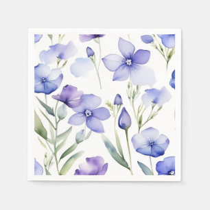 Dreamy Periwinkle Wildflowers Watercolor Napkin