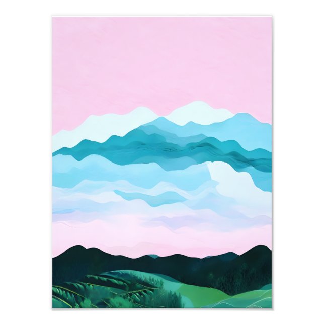 Dreamy Pink and Blue Mountains Photo Print (Front)
