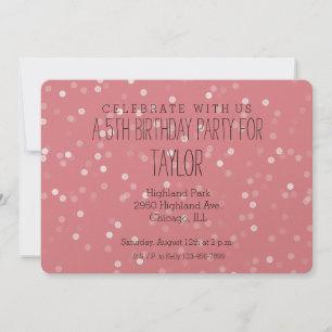 Dreamy Pink and White Bokeh Confetti Invitation