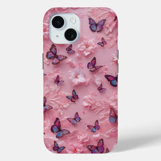 Dreamy Pink Butterfly Pattern iPhone Case (Back)