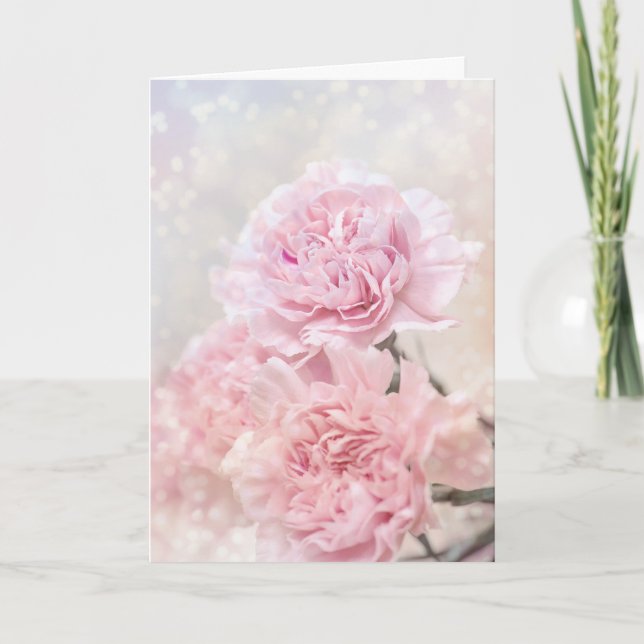 Dreamy Pink Carnations Customisable Birthday Card (Front)
