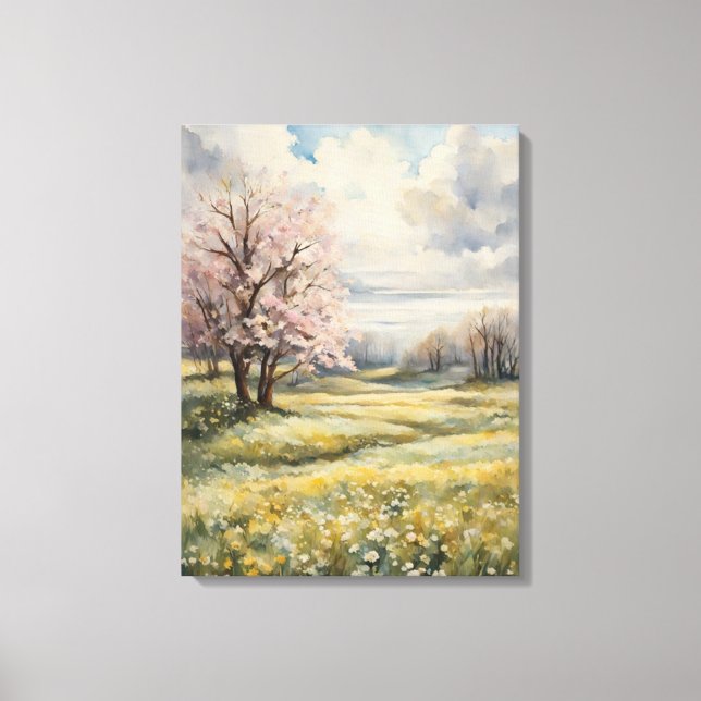Dreamy Pink Cherry Blossoms Canvas Print (Front)