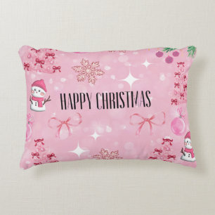 Dreamy Pink Christmas Pillow, Soft Girl Holiday❤️ Decorative Cushion