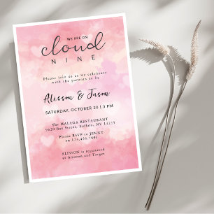 Dreamy Pink Cloud Nine Modern Stylish Baby Shower Invitation
