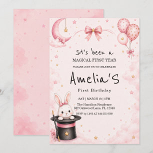 Dreamy Pink Clouds First Birthday Invitation