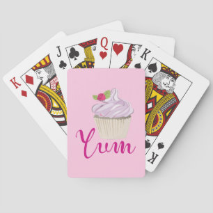 Dreamy Pink Cupcake with Raspberry Yum! Playing Cards