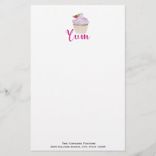 Dreamy Pink Cupcake with Raspberry Yum! Stationery