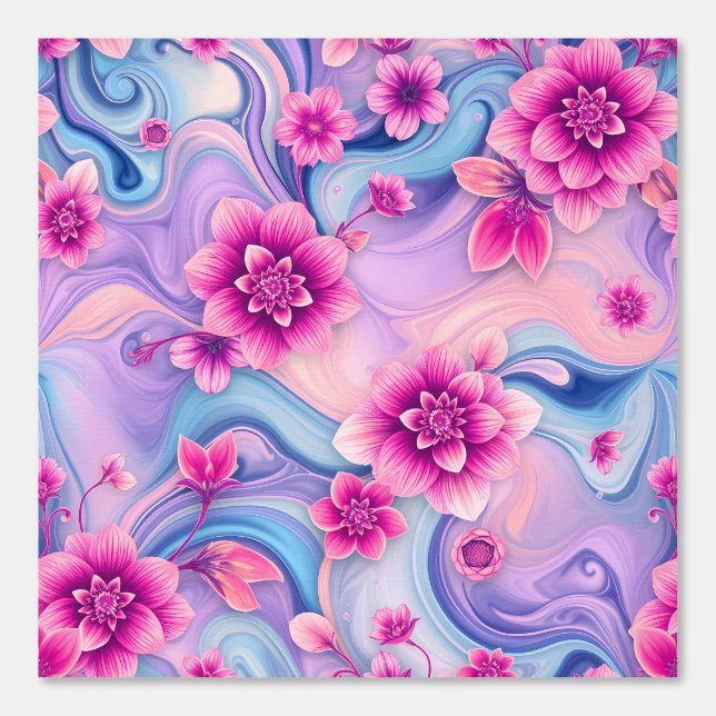 Dreamy Pink Floral Swirl on Pastel Watercolor Wallpaper (Front)