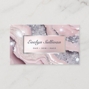 Dreamy pink glitter marble business card