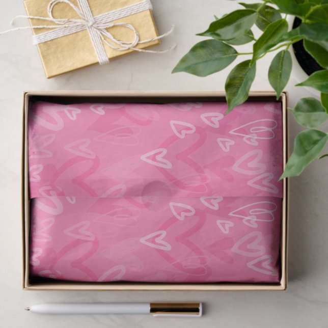 Dreamy Pink Hearts Pattern Tissue Paper (Gift)