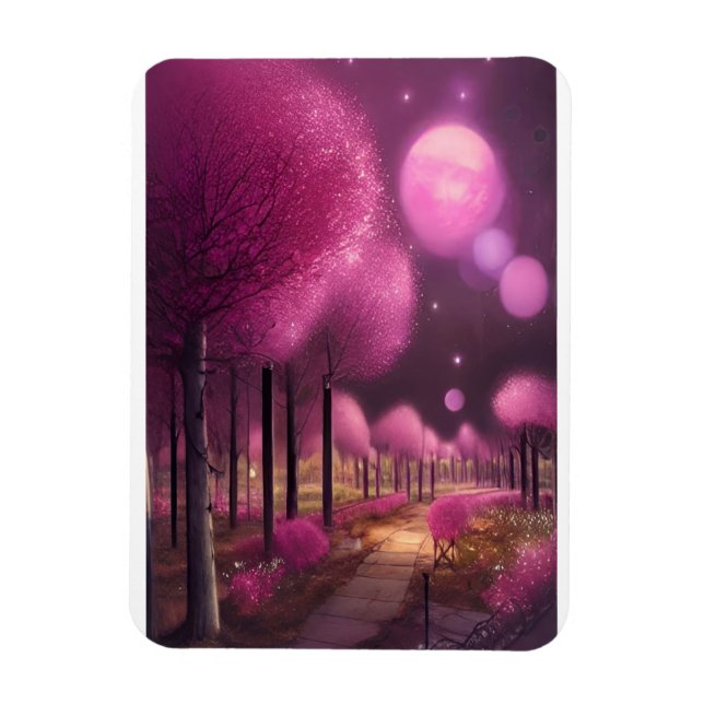 Dreamy Pink Nightscape Magnet (Vertical)