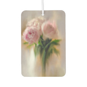 Dreamy Pink Peonies in White Vase Car Air Freshener