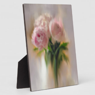 Dreamy Pink Peonies in White Vase Plaque