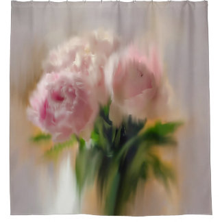 Dreamy Pink Peonies in White Vase Shower Curtain