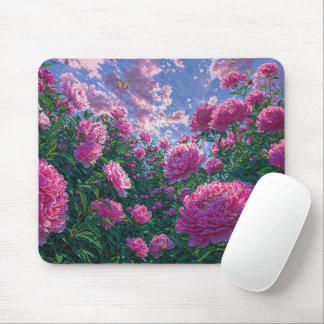 Dreamy Pink Peony Garden Art Mouse Mat