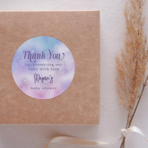 Dreamy Pink Purple Heaven Sent Baby Shower  Classic Round Sticker