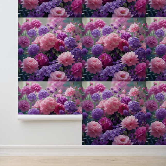  Dreamy Pink Purple Wall Mural Peel and Stick (Application)