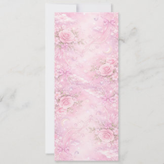 Dreamy Pink Rose Floral Pearls Bows Sparkle Pastel Invitation