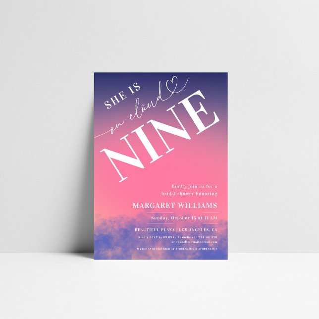 Dreamy Pink She's on Cloud Nine Bridal Shower Invitation (Creator Uploaded)