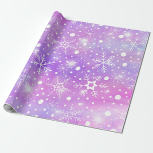 Dreamy Pink Snowflakes and Stars Christmas Wrapping Paper