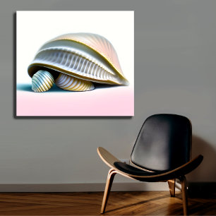Dreamy Pink Turtle Shell Beach Wall Art
