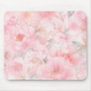 Dreamy Pink Watercolor Garden Mouse Mat