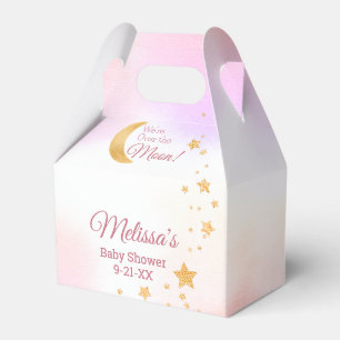 Dreamy Pink We're Over the Moon Girl Baby Shower Favour Box