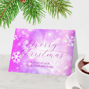 Dreamy Pink Winter Wonderland Business Christmas Card