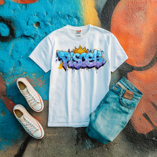 Dreamy Pisces Zodiac Graffiti Airbrush with Crown Tri-Blend Shirt