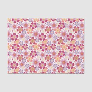 Dreamy Plum & Cherry Blossoms (White) Floral Print Tissue Paper