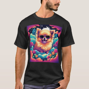 Dreamy Pomeranian Dog With Sunglasses T-Shirt