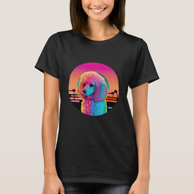 Dreamy Poodle Synthwave Nights T-Shirt (Front)