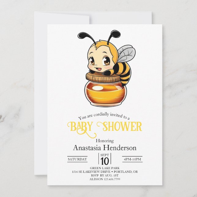 Dreamy Pretty Bee Baby Shower Invitation (Front)