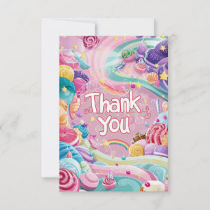 Dreamy Pretty Candyland thank you card 