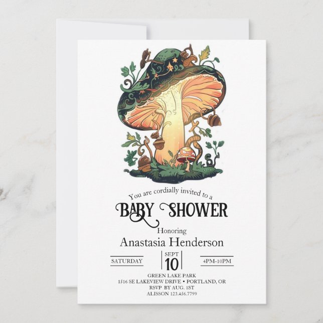 Dreamy Pretty Mushroom Baby Shower Invitation (Front)